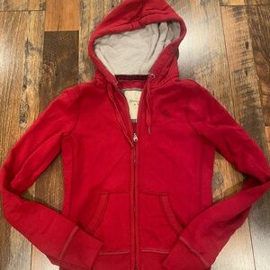 Vintage Abercrombie & Fitch Red Women's Hoodie zip up Jacket size medium